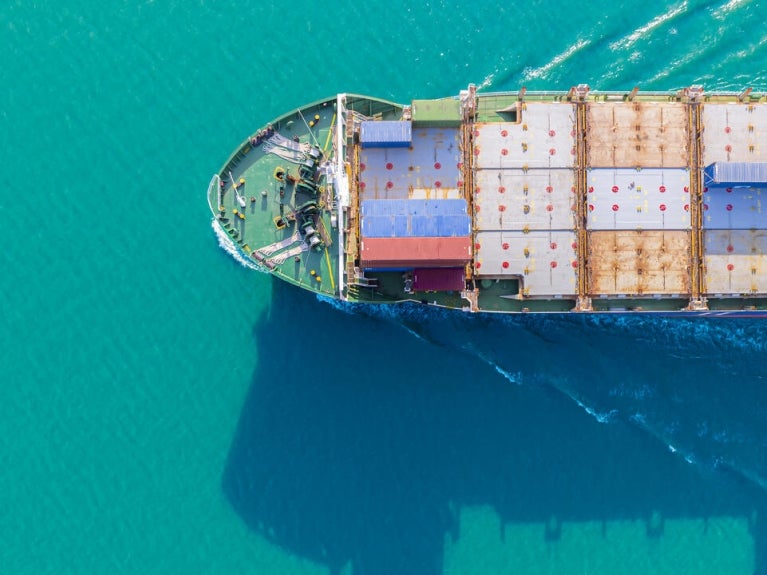 Ship with shipping containers