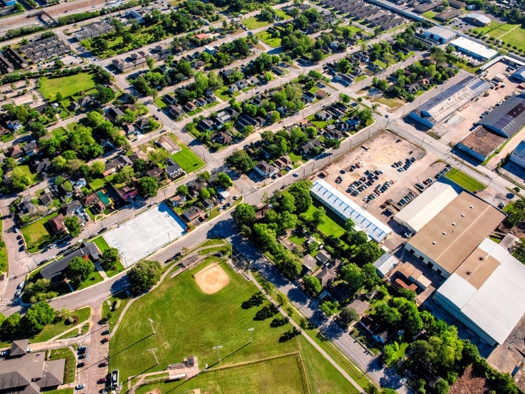 view of neighborhood from above 