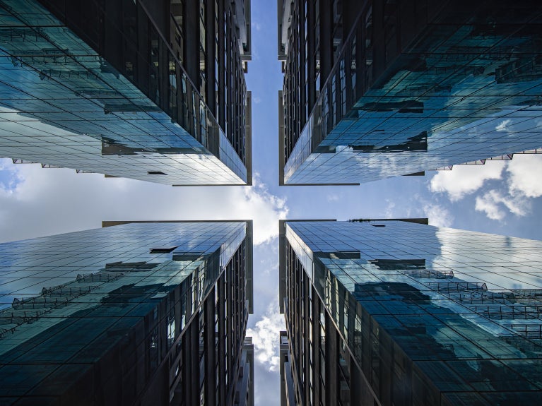 Abstract view of buildings from the ground