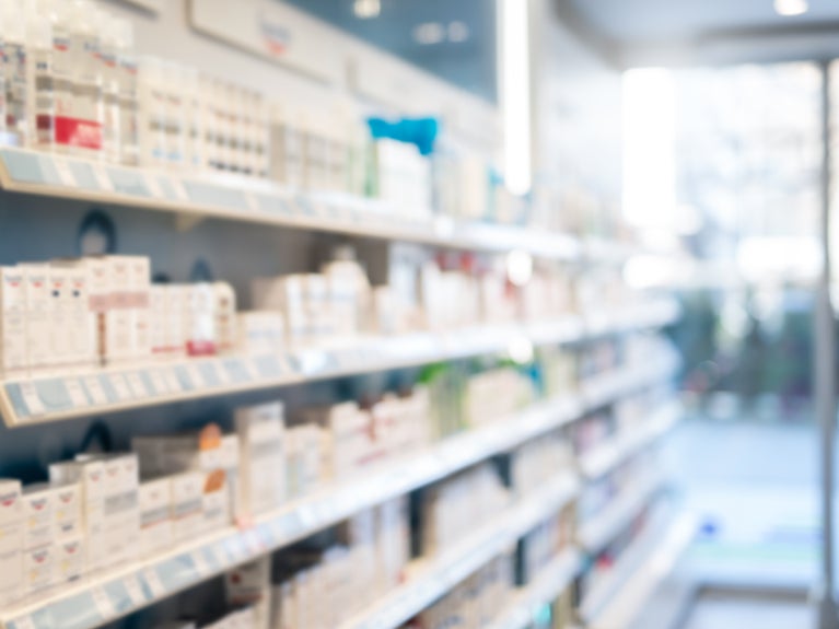 Packaged products on a shelf