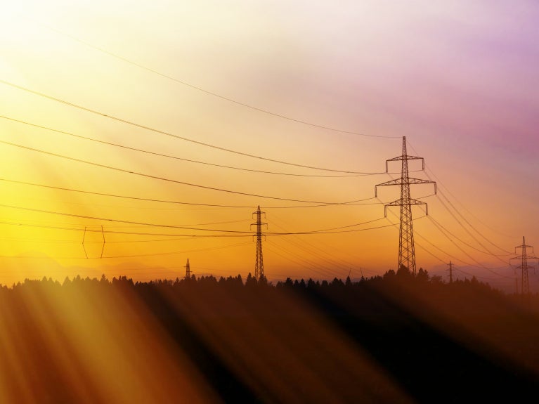 Power lines over trees