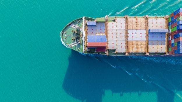 Ship with shipping containers