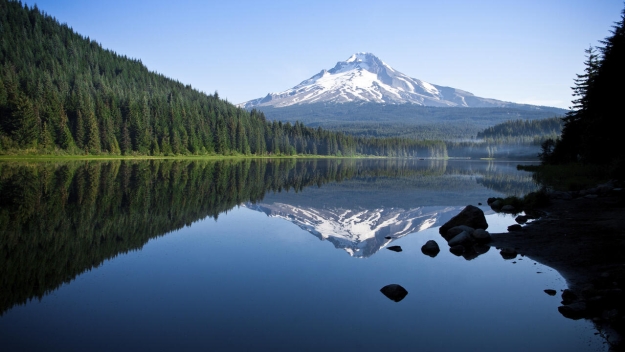 View of mountain and lake