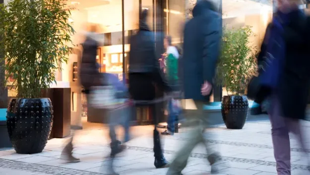 people shopping in the winter