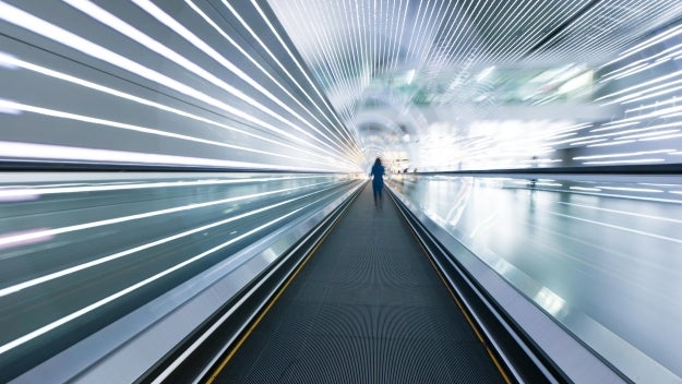Person on moving sidewalk