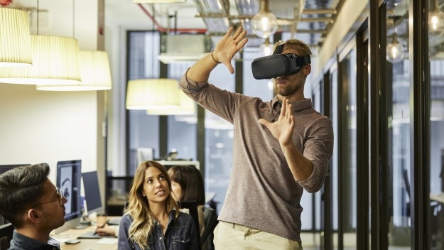 person with virtual reality goggles