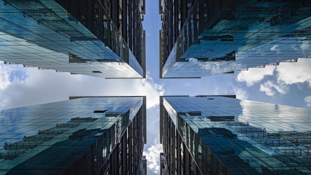 Abstract view of buildings from the ground