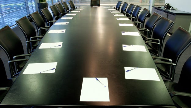 Conference table with papers