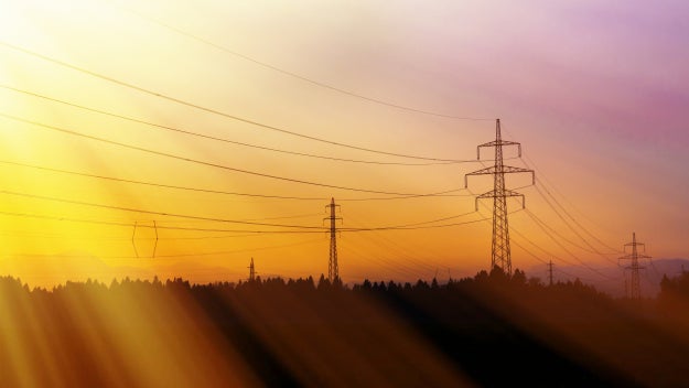 Power lines over trees